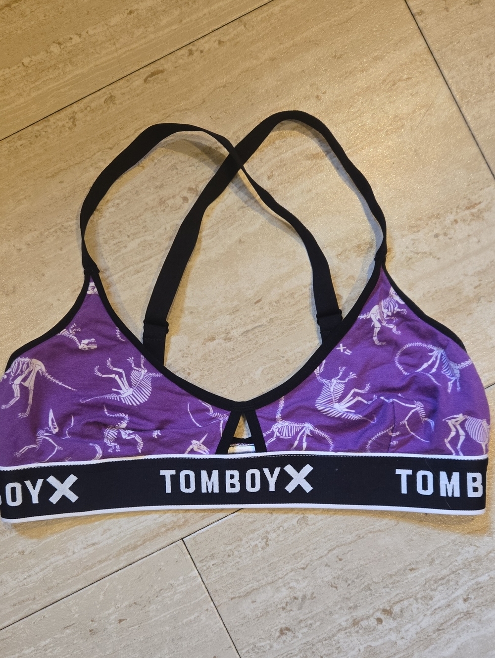 Tomboy X Purple Dinosaur Skeleton Print Racerback Bralette